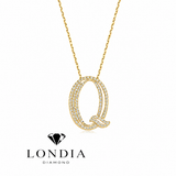 Personalized Royal Q Initial 0.45 Carat Natural Diamond Necklace