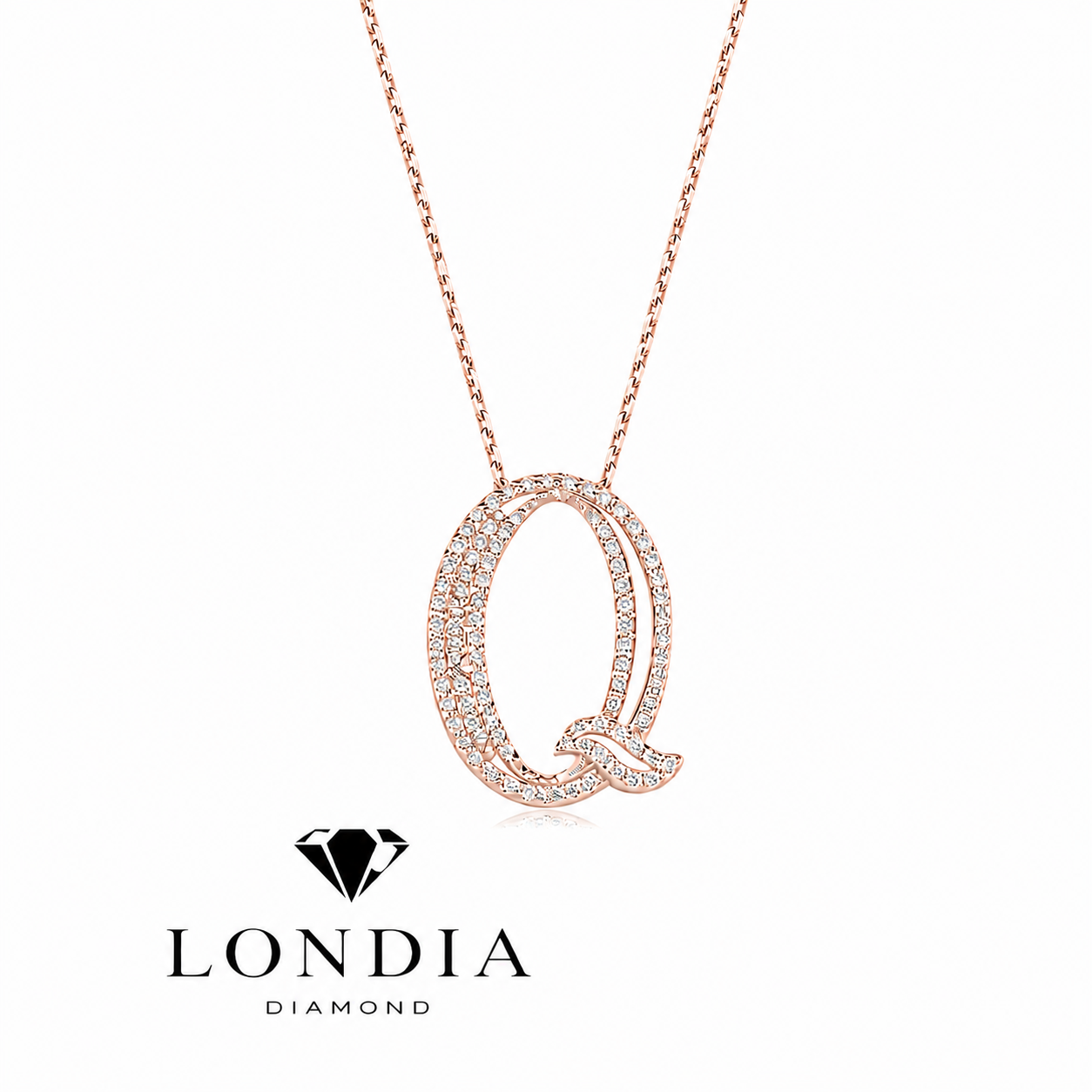 Personalized Royal Q Initial 0.45 Carat Natural Diamond Necklace