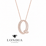 Personalized Royal Q Initial 0.45 Carat Natural Diamond Necklace