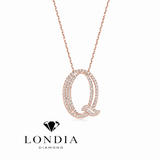 Personalized Royal Q Initial 0.45 Carat Natural Diamond Necklace