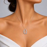 Personalized Royal Q Initial 0.45 Carat Natural Diamond Necklace
