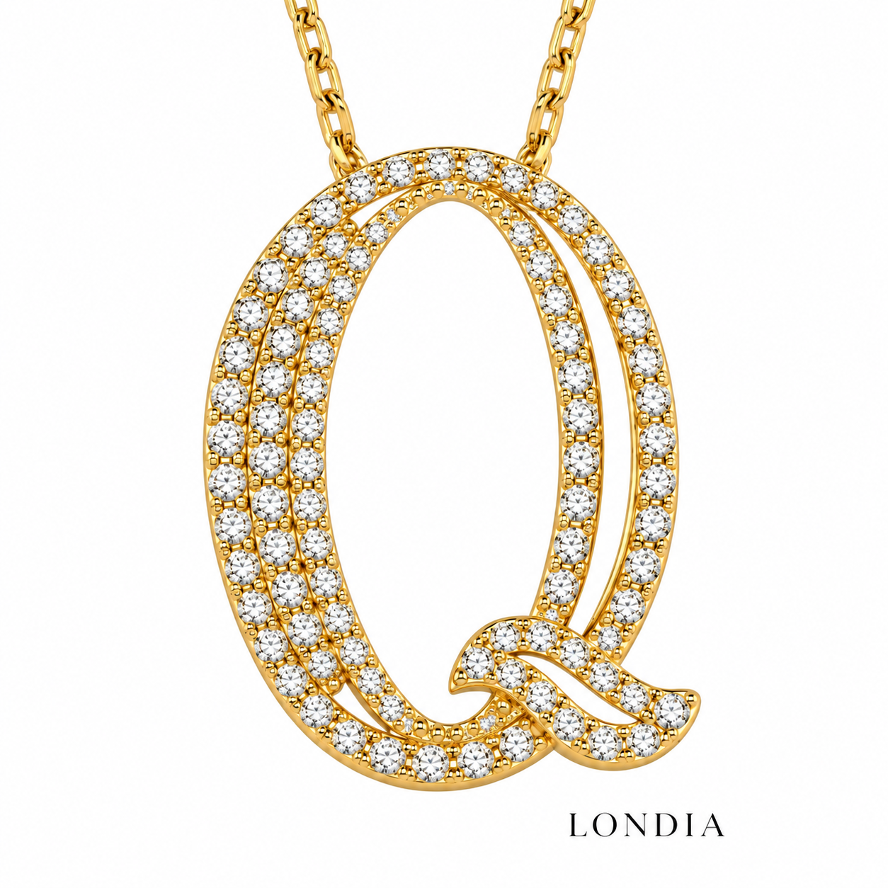 Personalized Royal Q Initial 0.45 Carat Natural Diamond Necklace
