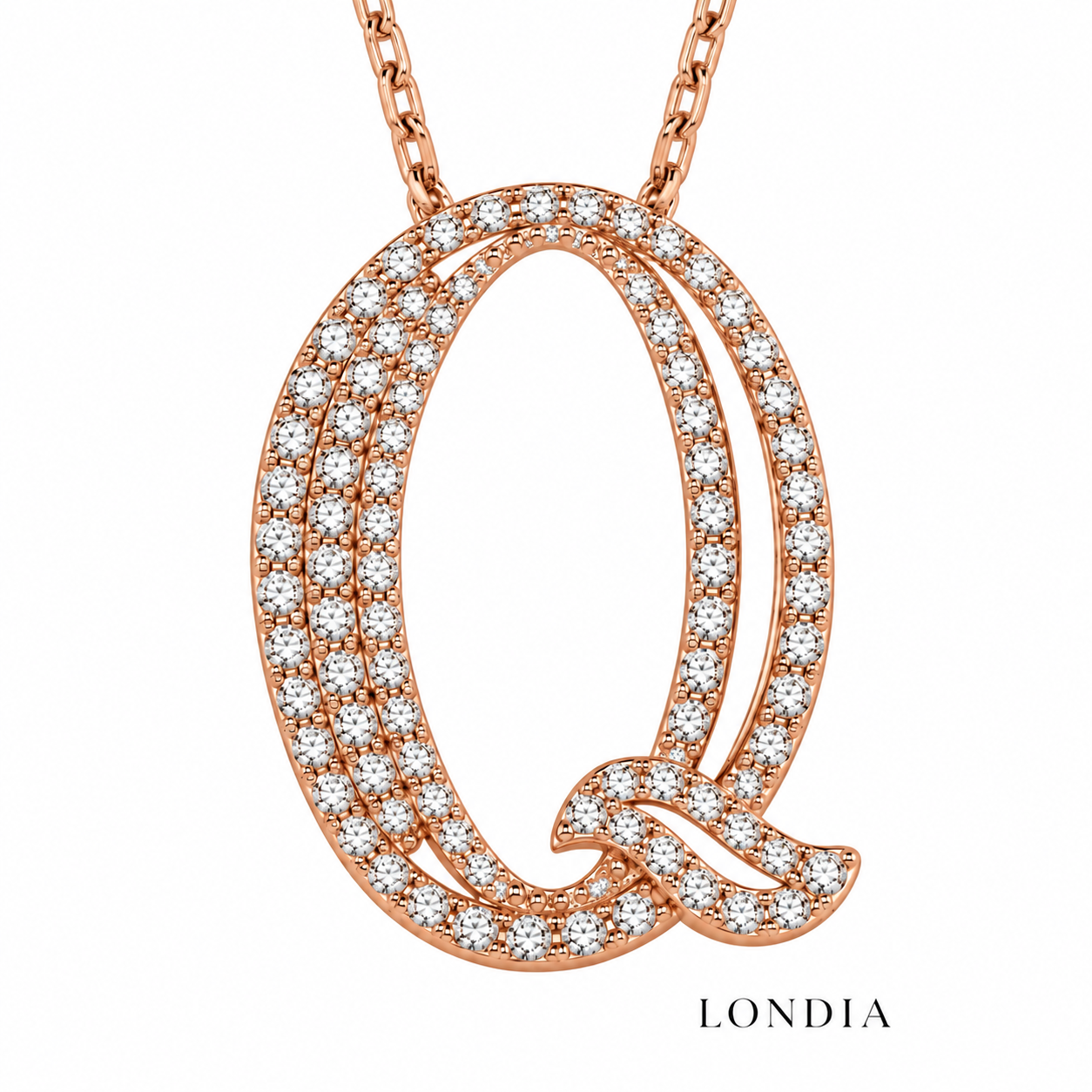 Personalized Royal Q Initial 0.45 Carat Natural Diamond Necklace