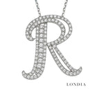 Personalized Royal R Initial 0.70 Carat Natural Diamond Necklace