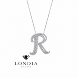 Personalized Royal R Initial 0.70 Carat Natural Diamond Necklace