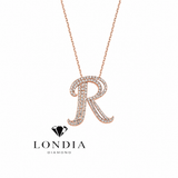 Personalized Royal R Initial 0.70 Carat Natural Diamond Necklace