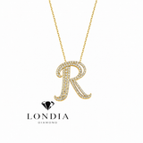 Personalized Royal R Initial 0.70 Carat Natural Diamond Necklace