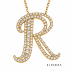 Personalized Royal R Initial 0.70 Carat Natural Diamond Necklace
