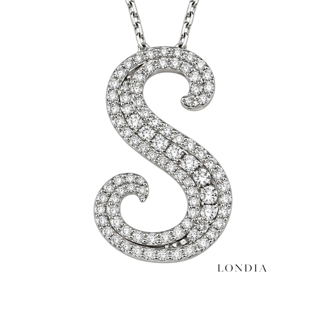 Personalized Royal S Initial 0.60 Carat Natural Diamond Necklace
