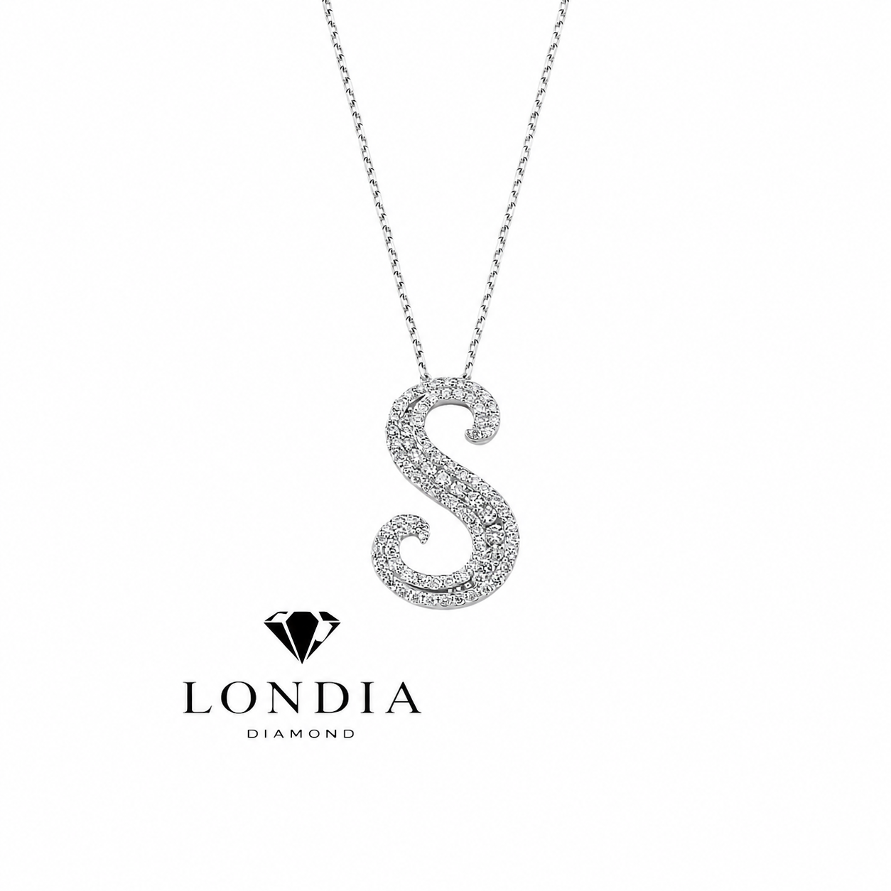 Personalized Royal S Initial 0.60 Carat Natural Diamond Necklace