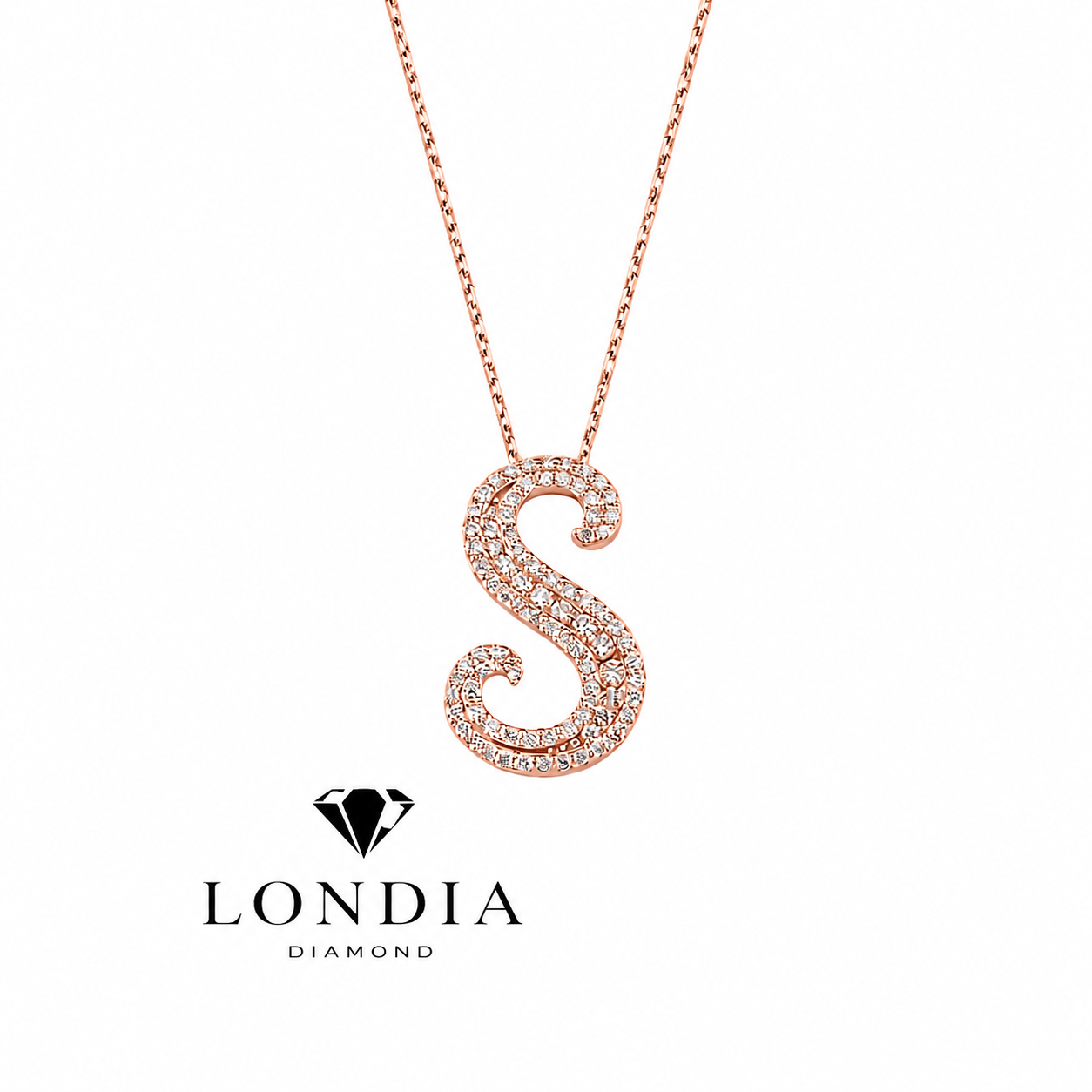 Personalized Royal S Initial 0.60 Carat Natural Diamond Necklace