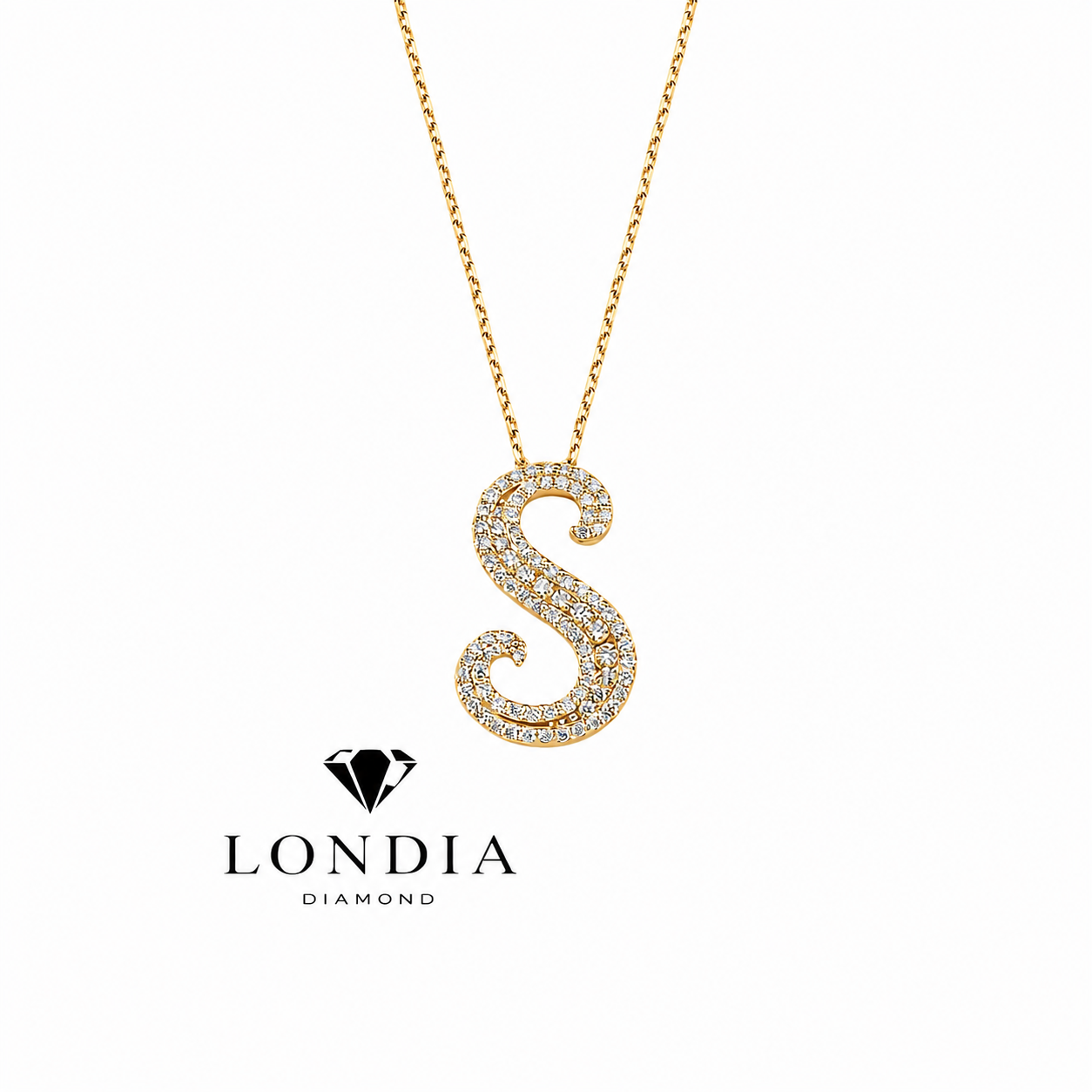 Personalized Royal S Initial 0.60 Carat Natural Diamond Necklace