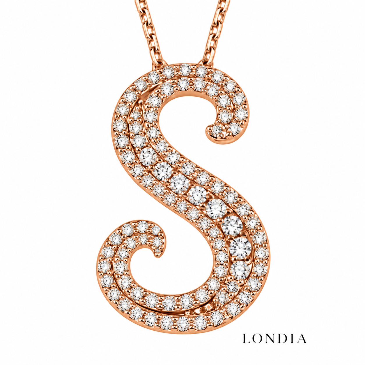Personalized Royal S Initial 0.60 Carat Natural Diamond Necklace