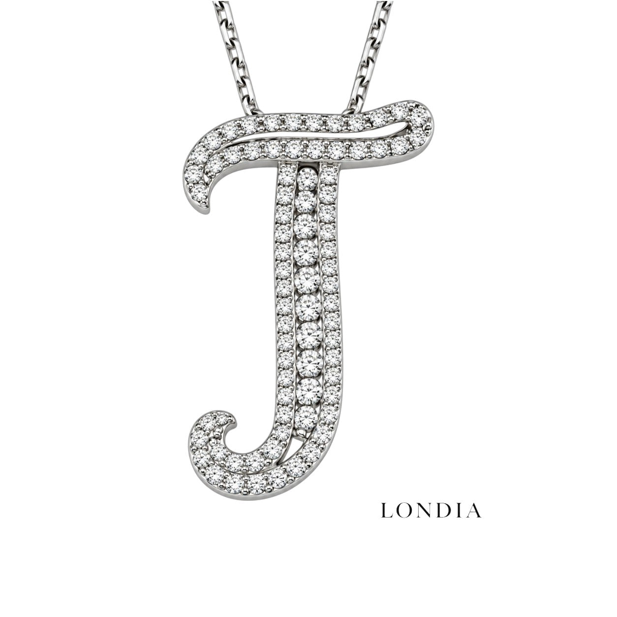 Personalized Royal T Initial 0.35 Carat Natural Diamond Necklace