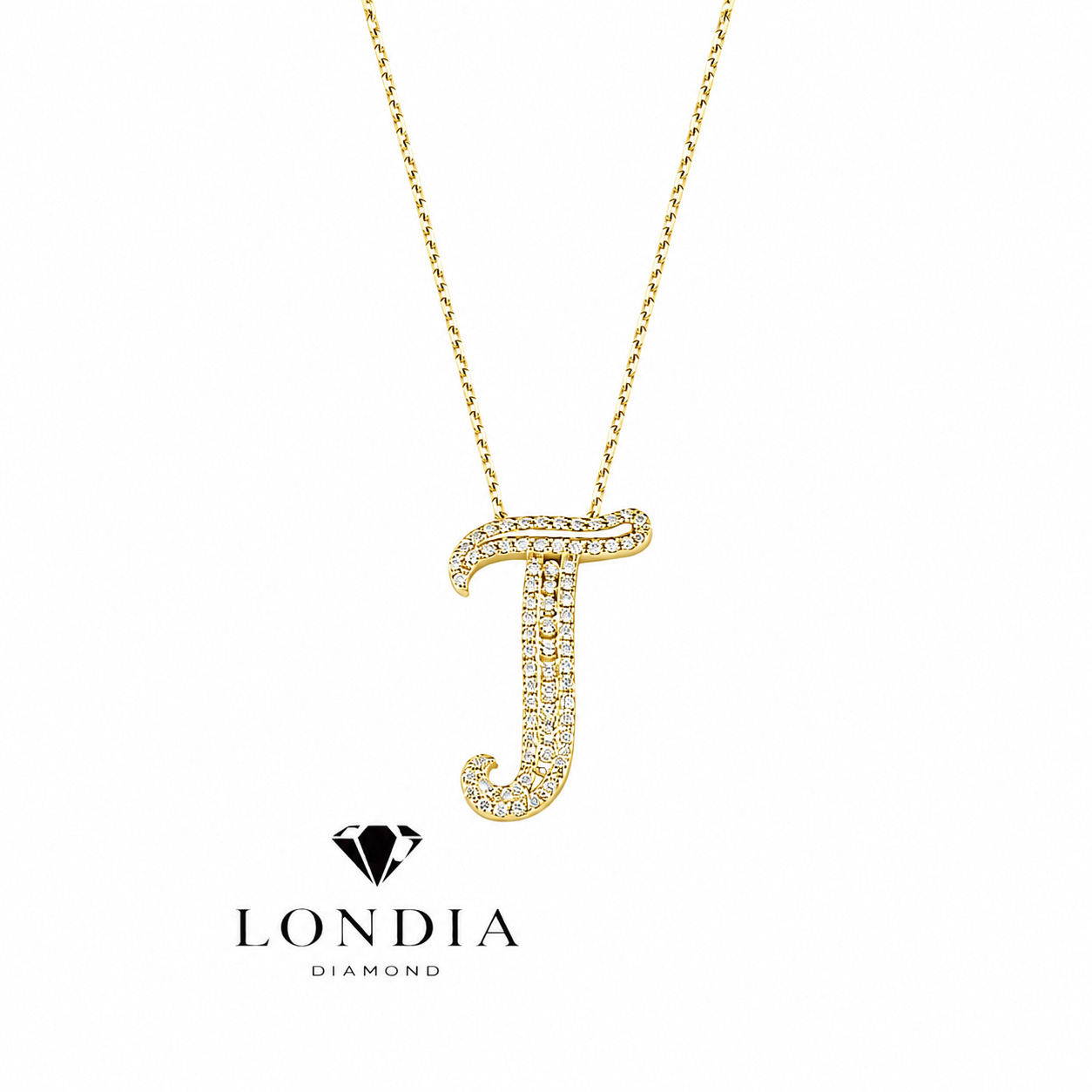 Personalized Royal T Initial 0.35 Carat Natural Diamond Necklace
