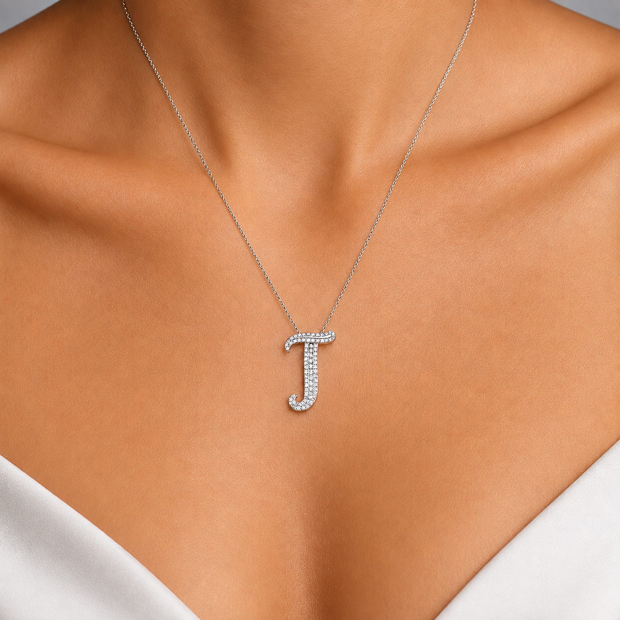 Personalized Royal T Initial 0.35 Carat Natural Diamond Necklace