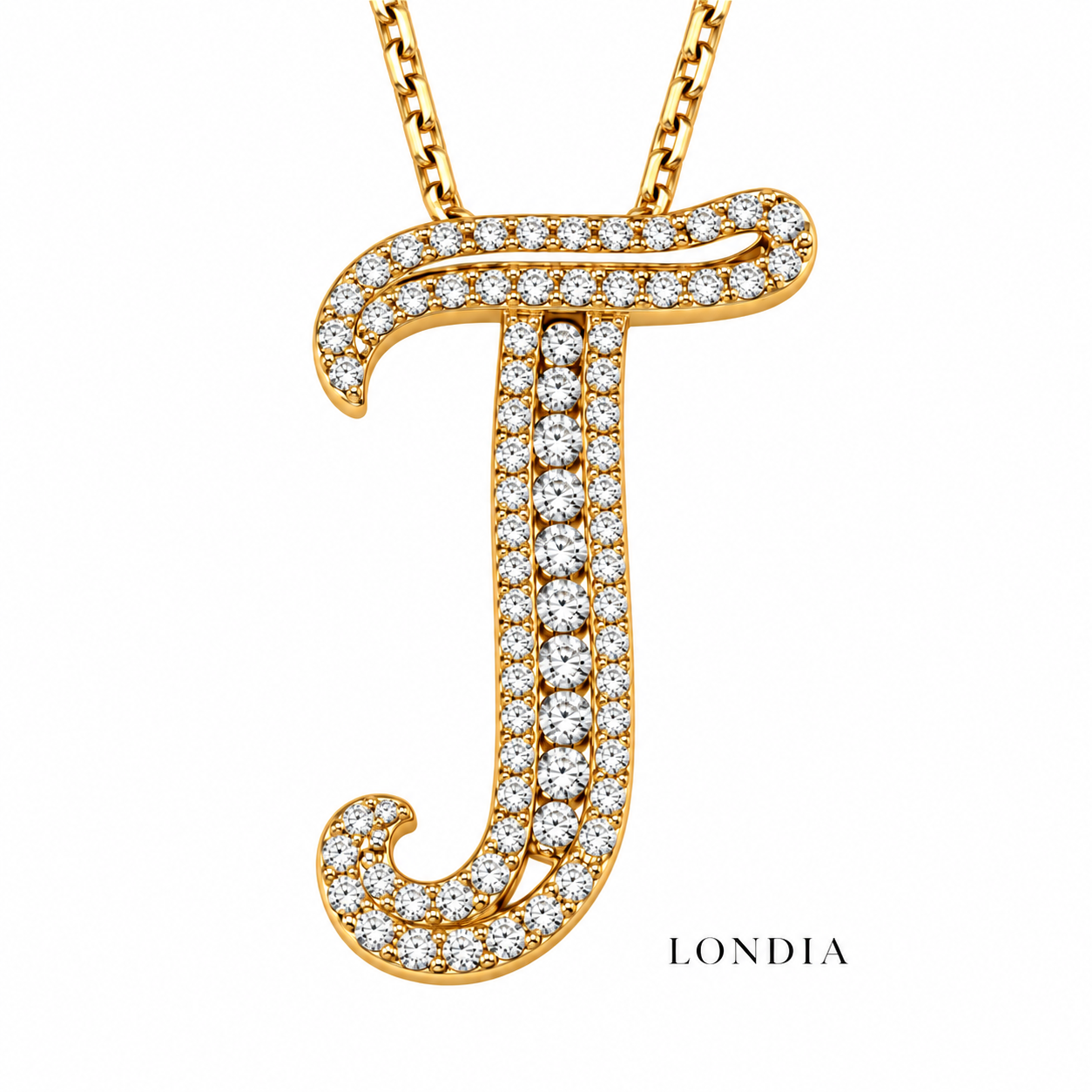 Personalized Royal T Initial 0.35 Carat Natural Diamond Necklace