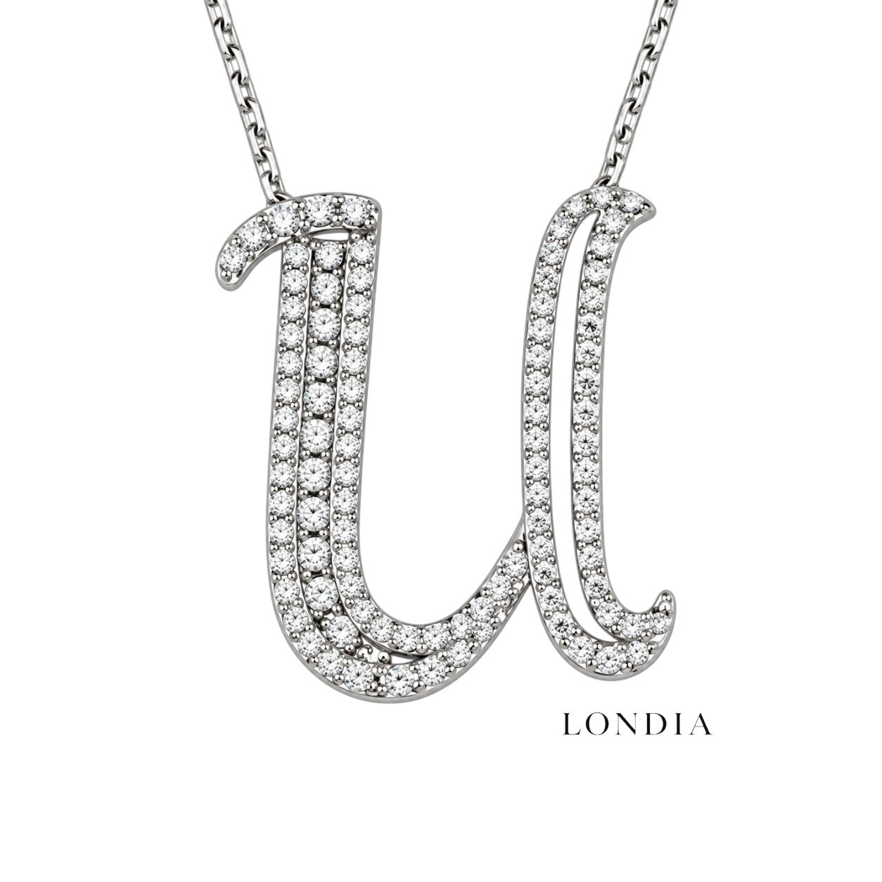 Personalized Royal U Initial 0.50 Carat Natural Diamond Necklace
