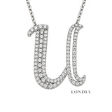 Personalized Royal U Initial 0.50 Carat Natural Diamond Necklace