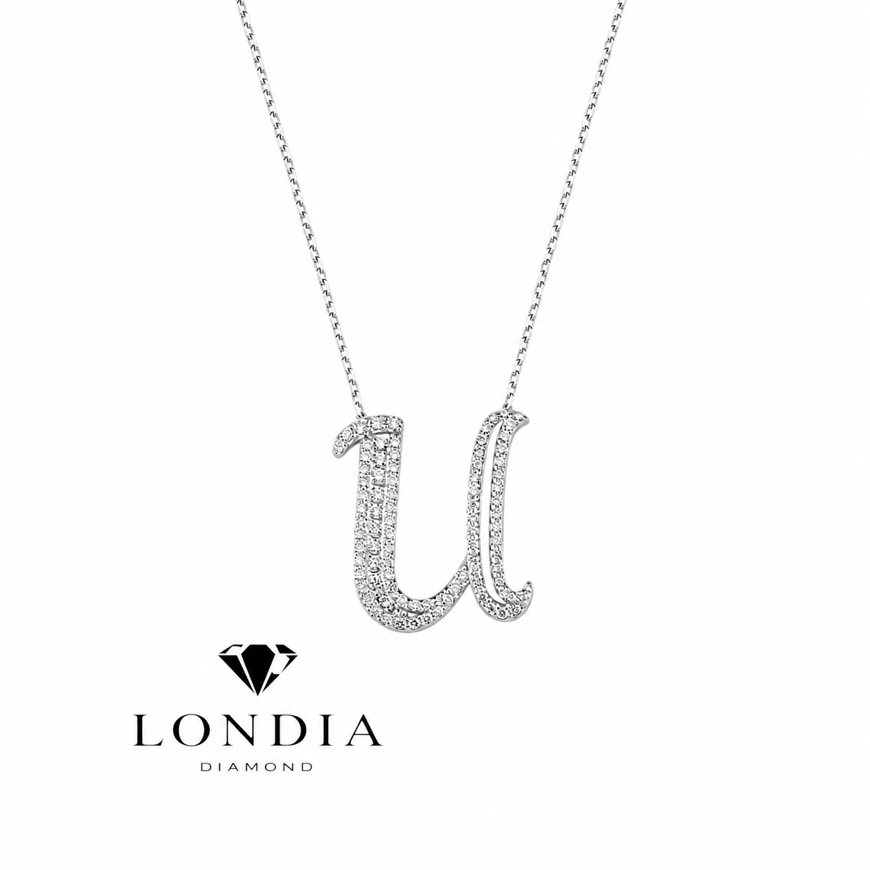 Personalized Royal U Initial 0.50 Carat Natural Diamond Necklace