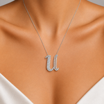 Personalized Royal U Initial 0.50 Carat Natural Diamond Necklace