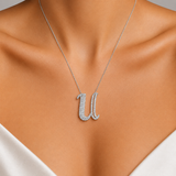 Personalized Royal U Initial 0.50 Carat Natural Diamond Necklace