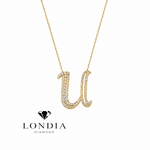 Personalized Royal U Initial 0.50 Carat Natural Diamond Necklace
