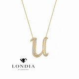 Personalized Royal U Initial 0.50 Carat Natural Diamond Necklace