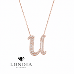 Personalized Royal U Initial 0.50 Carat Natural Diamond Necklace
