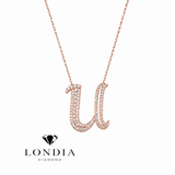 Personalized Royal U Initial 0.50 Carat Natural Diamond Necklace