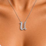 Personalized Royal U Initial 0.50 Carat Natural Diamond Necklace