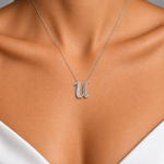 Personalized Royal U Initial 0.50 Carat Natural Diamond Necklace