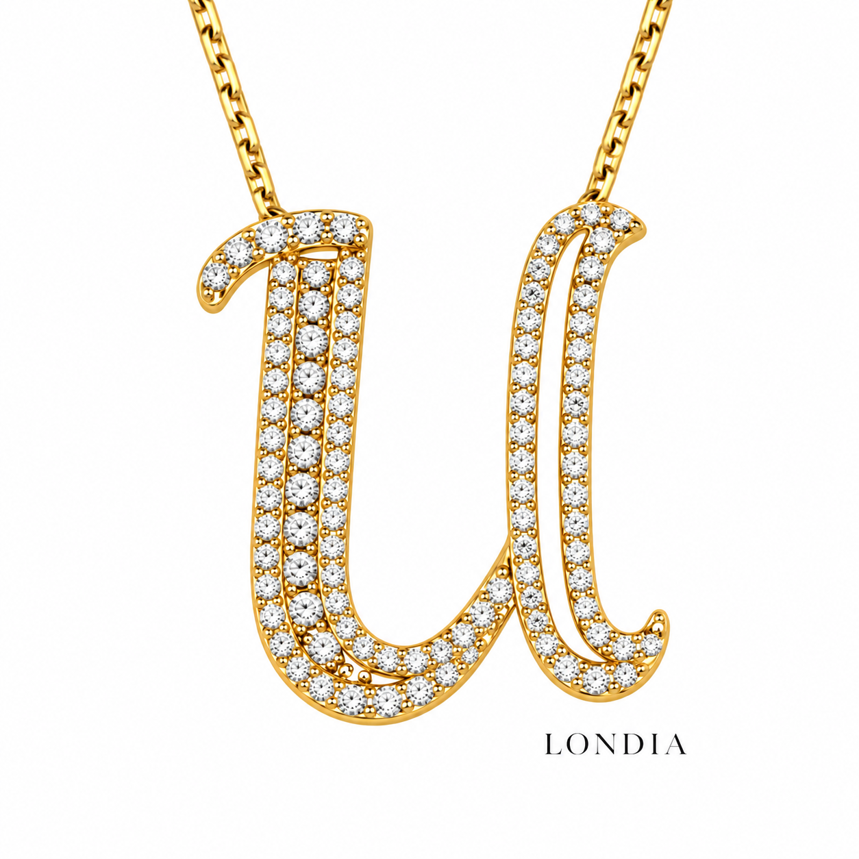 Personalized Royal U Initial 0.50 Carat Natural Diamond Necklace