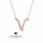 Personalized Royal V Initial 0.55 Carat Natural Diamond Necklace
