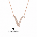 Personalized Royal V Initial 0.55 Carat Natural Diamond Necklace