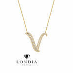 Personalized Royal V Initial 0.55 Carat Natural Diamond Necklace