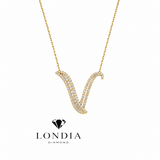 Personalized Royal V Initial 0.55 Carat Natural Diamond Necklace