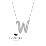 Personalized Royal W Initial 0.80 Carat Natural Diamond Necklace