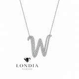 Personalized Royal W Initial 0.80 Carat Natural Diamond Necklace