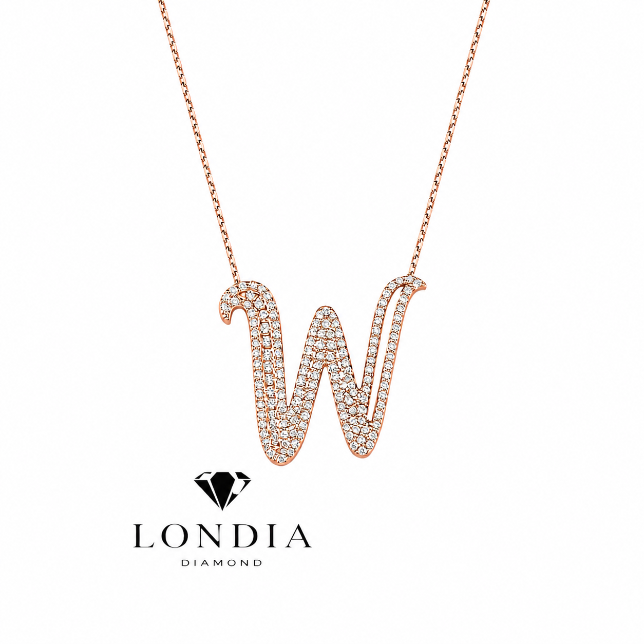 Personalized Royal W Initial 0.80 Carat Natural Diamond Necklace