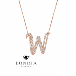 Personalized Royal W Initial 0.80 Carat Natural Diamond Necklace