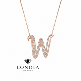 Personalized Royal W Initial 0.80 Carat Natural Diamond Necklace