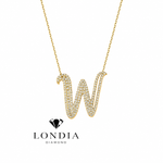 Personalized Royal W Initial 0.80 Carat Natural Diamond Necklace