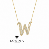 Personalized Royal W Initial 0.80 Carat Natural Diamond Necklace