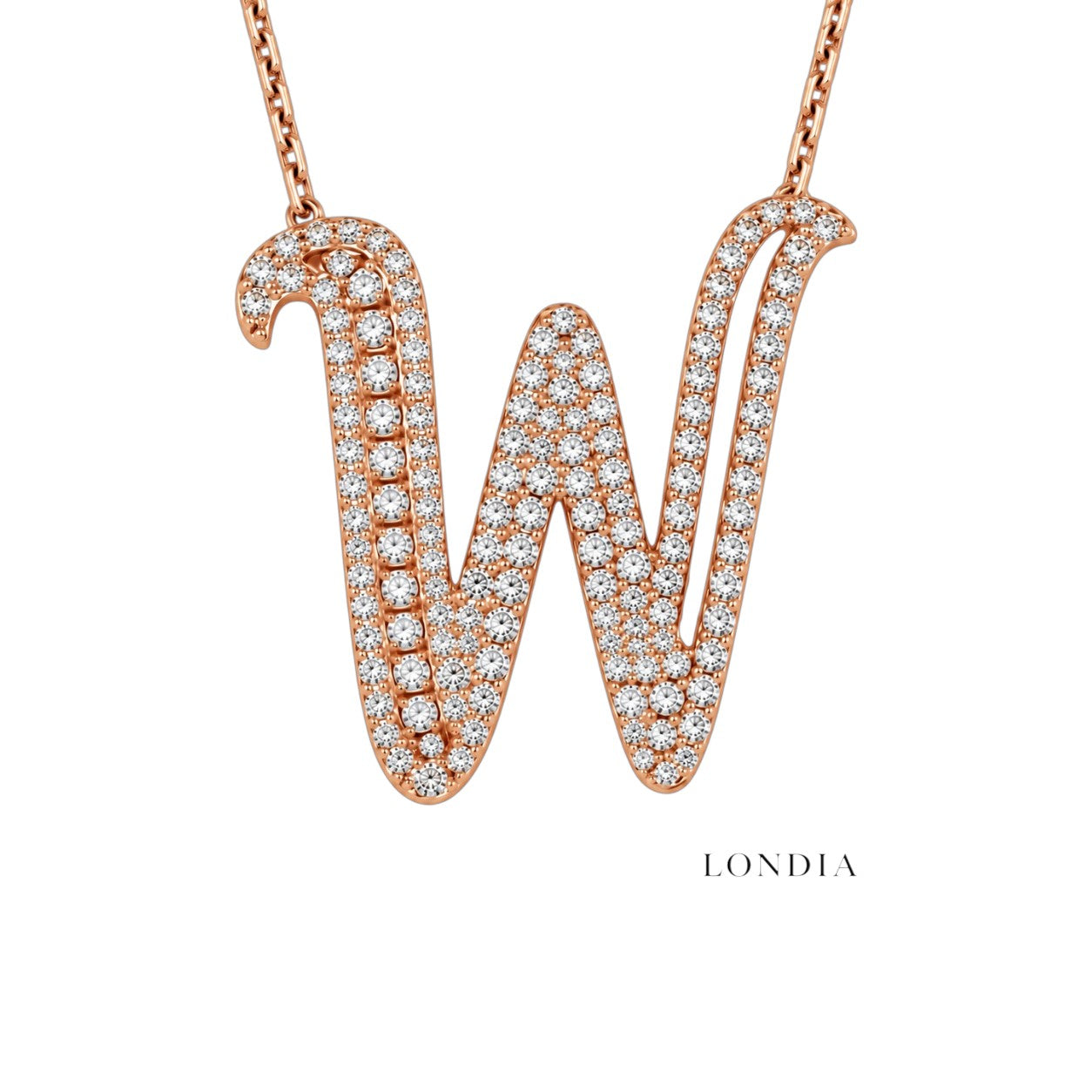 Personalized Royal W Initial 0.80 Carat Natural Diamond Necklace