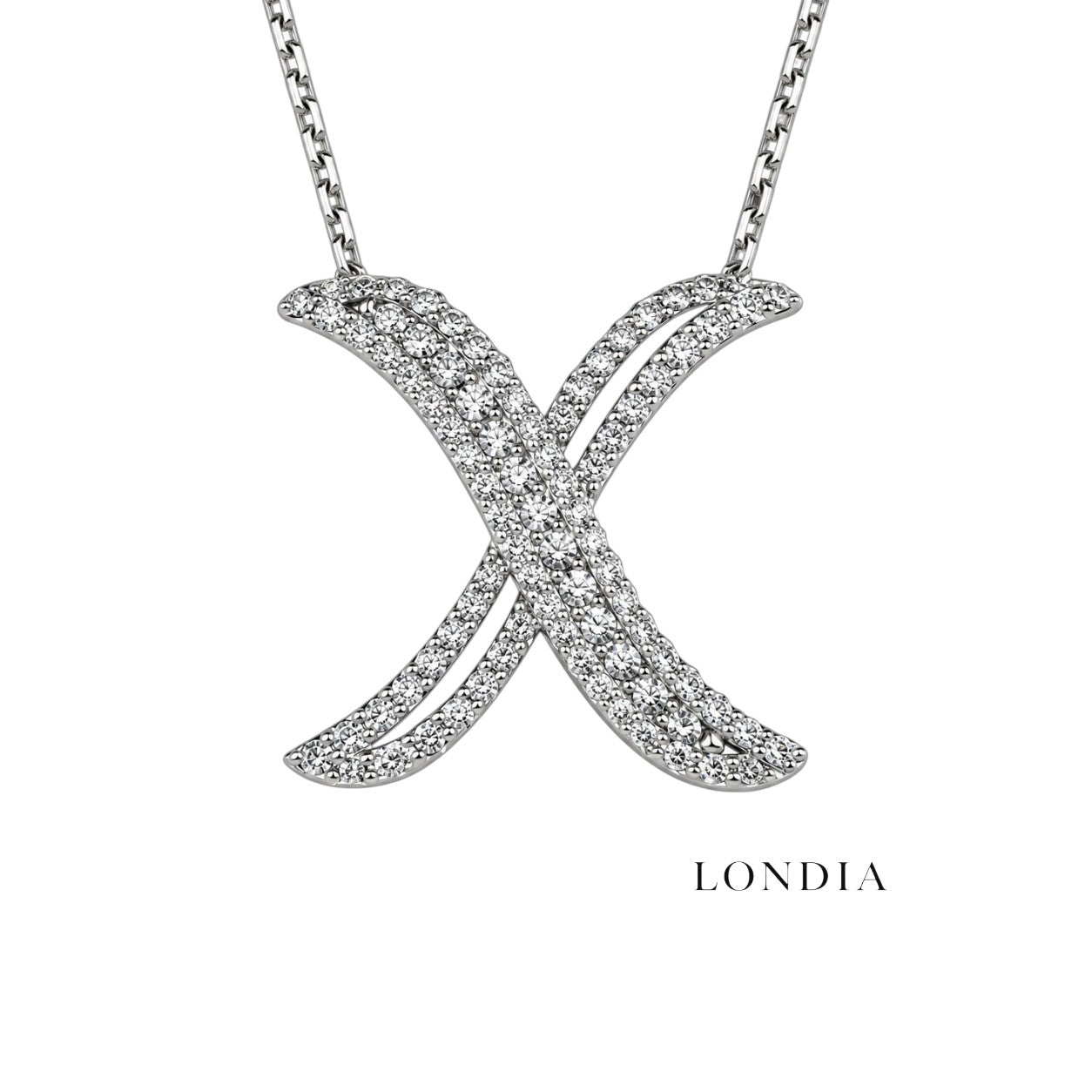 Personalized Royal X Initial 0.60 Carat Natural Diamond Necklace