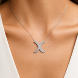Personalized Royal X Initial 0.60 Carat Natural Diamond Necklace