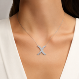 Personalized Royal X Initial 0.60 Carat Natural Diamond Necklace