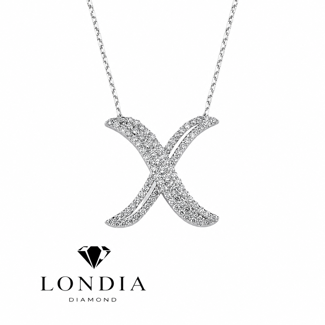 Personalized Royal X Initial 0.60 Carat Natural Diamond Necklace