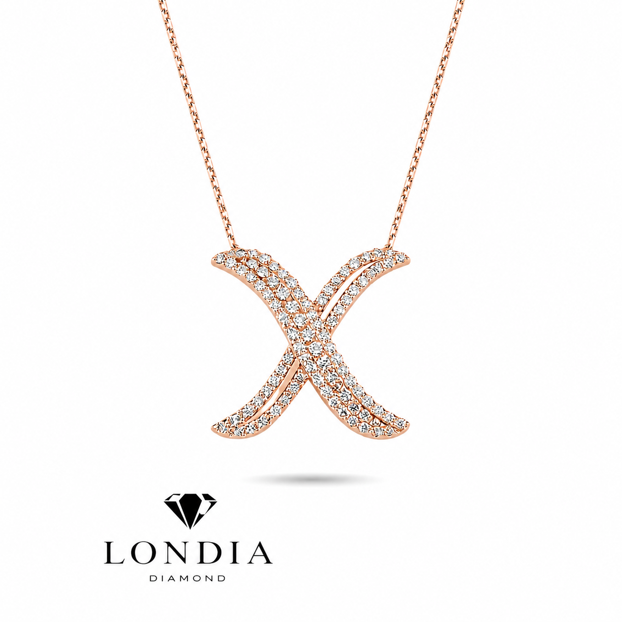 Personalized Royal X Initial 0.60 Carat Natural Diamond Necklace